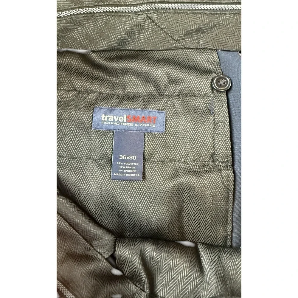 Travel Smart 36x30 Mens Dress Pants Navy Flat Front Stretch Waist NWT